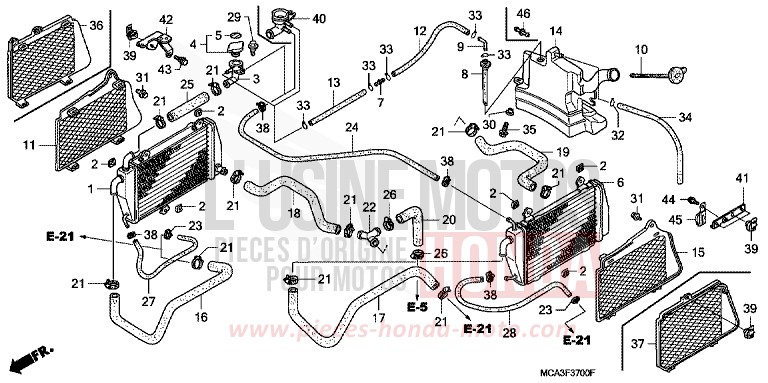 RADIATEUR de Gold Wing BILLET SILVER METALLIC (NHA27B) de 2007